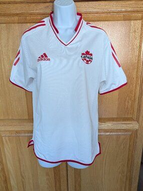 adidas White and Red Canada Soccer Jersey